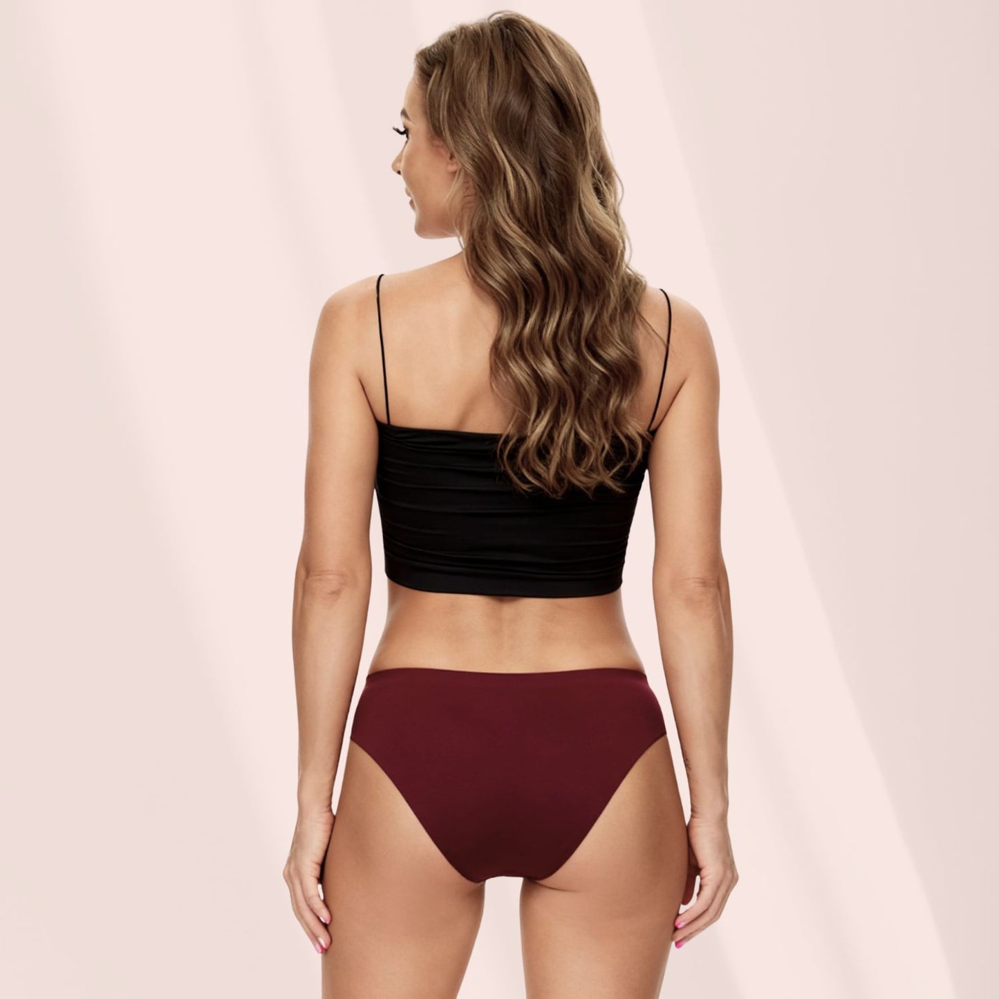 Brezšivne menstrualne hlačke mid-rise , bordo