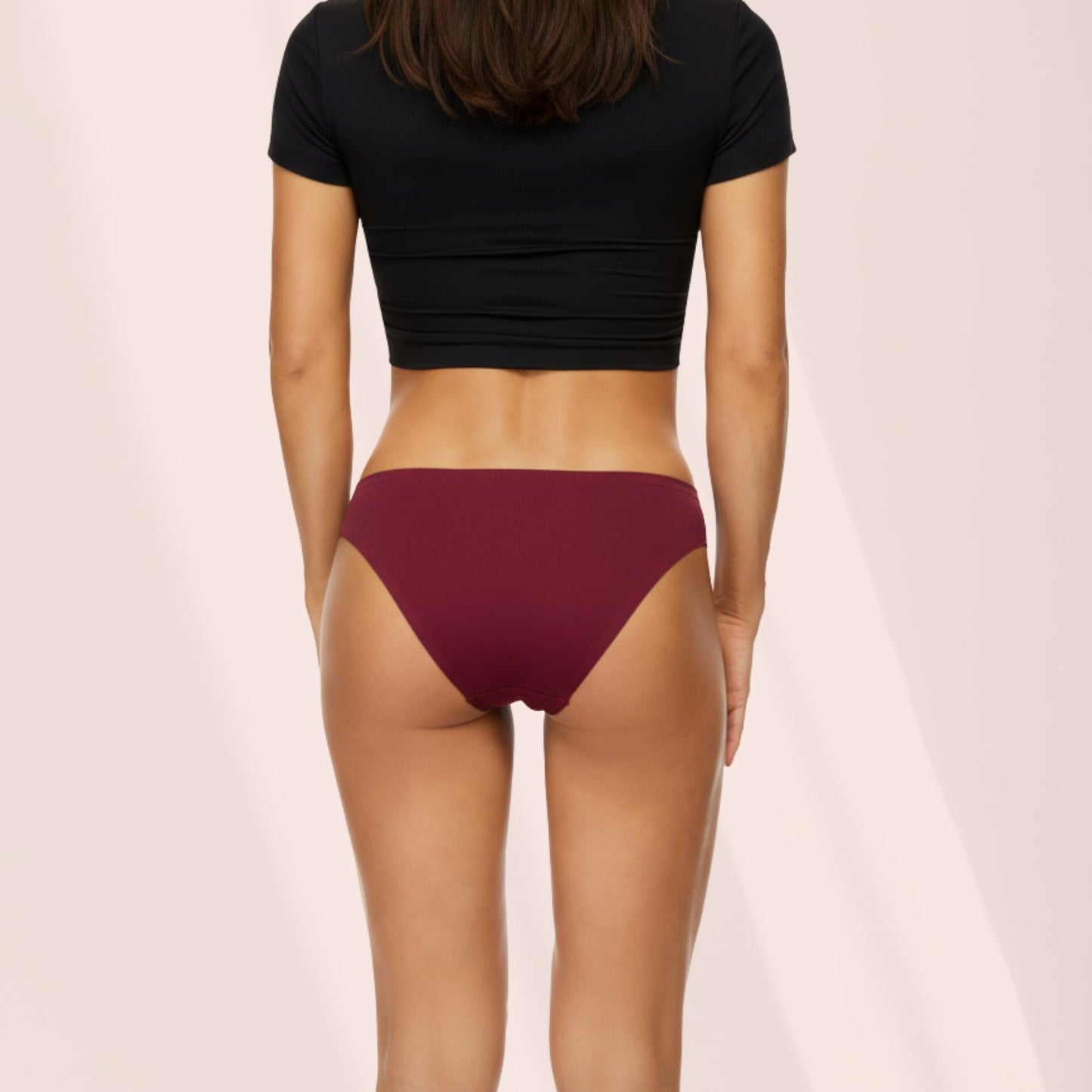 Brezšivne menstrualne hlačke mid-rise , bordo